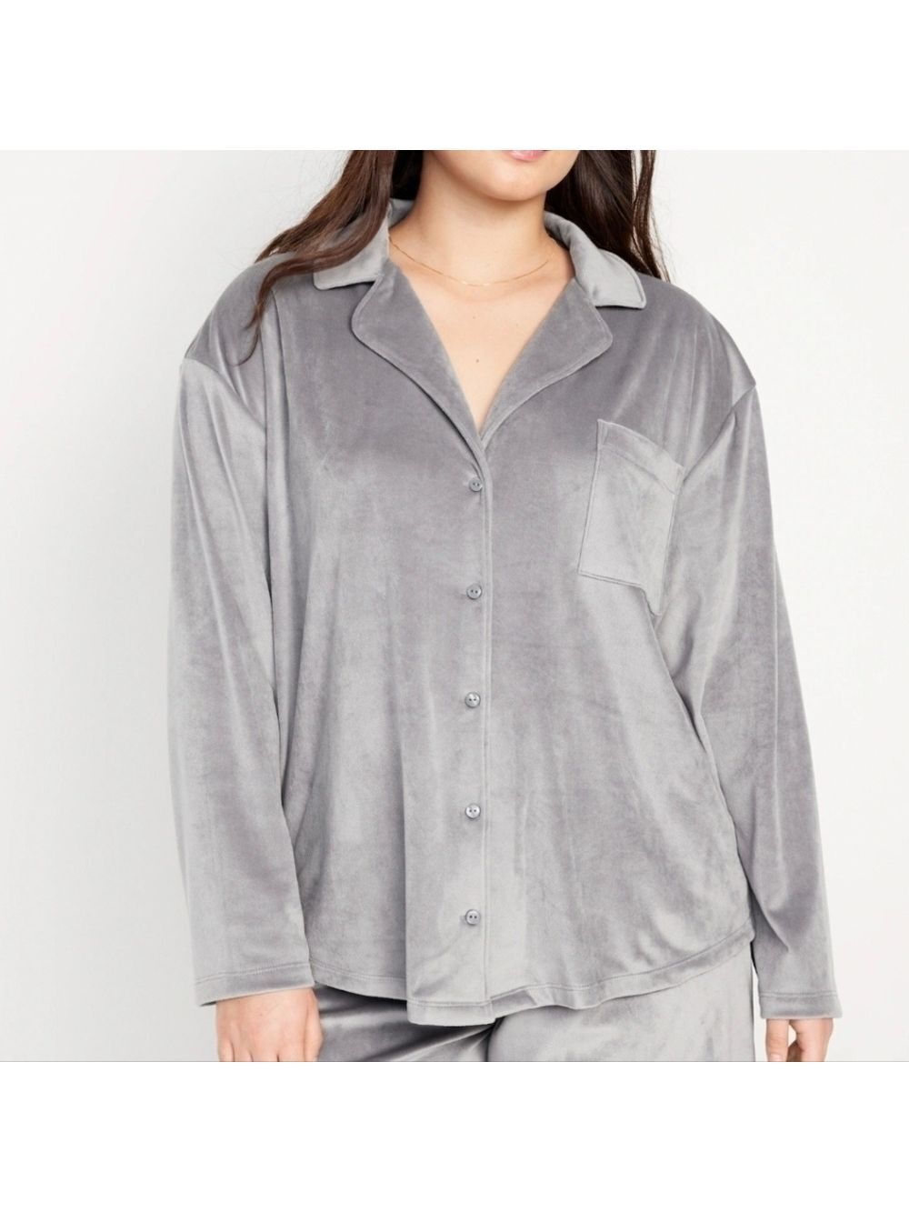 L • Old Navy • O.N.L.Y. Oversized Velour Button Front Shirt